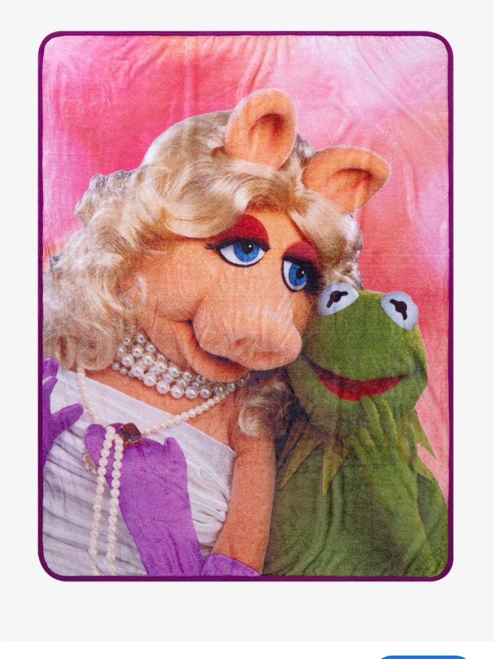 The muppets miss piggy and Kermit throw blanket Disney hot topic 48”x60”